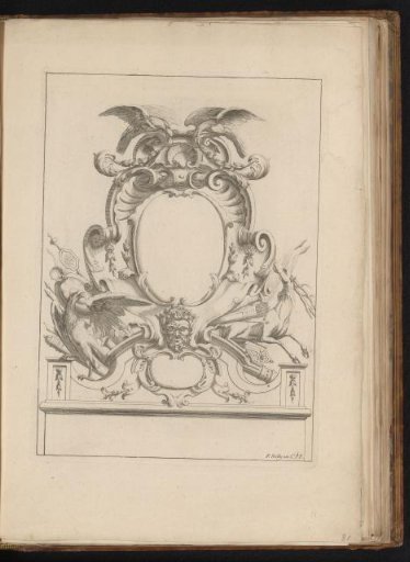 Cartouche with a stag and eagles