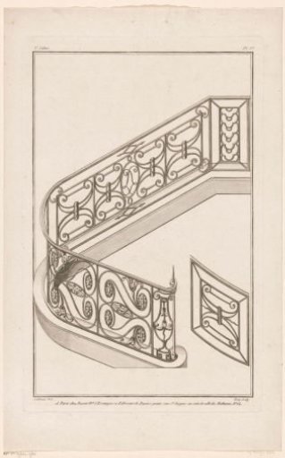 Stair railing with floral motifs