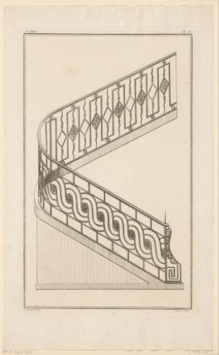 Stair railing with floral motifs