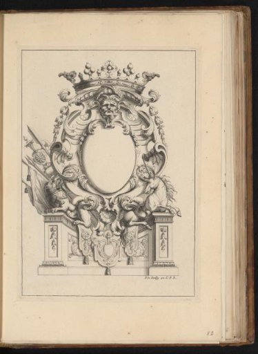Cartouche with a lion and a unicorn