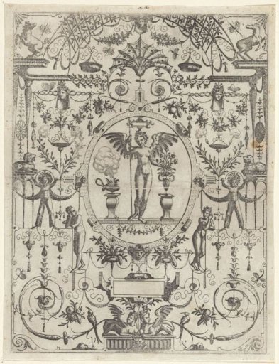 Oval cartouche with a winged woman