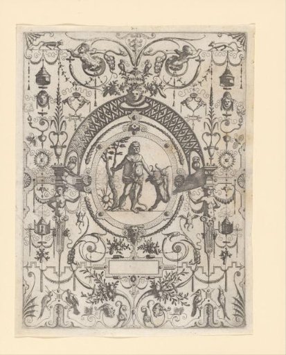 Oval cartouche with Hercules and the Cretan bull