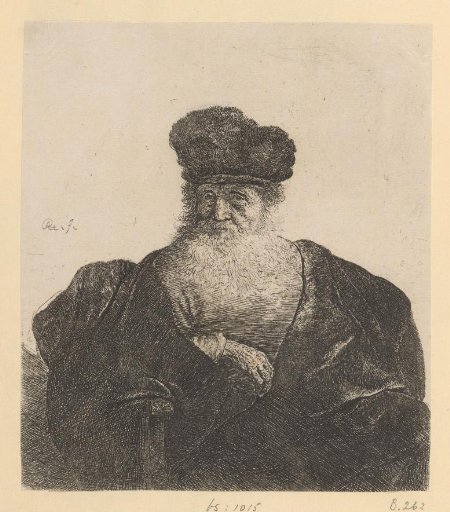 Old man with beard, fur cap, and velvet cloak