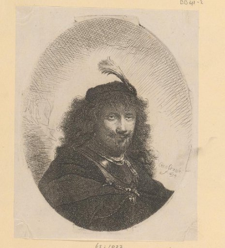 Self-portrait (?) with plumed cap
