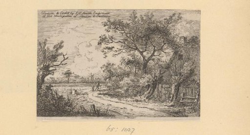 Landscape with a country road and a farmhouse