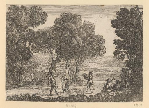 Landscape with dancing figures under trees