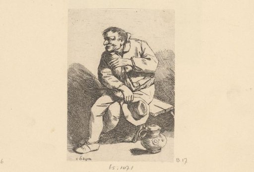 Seated Man with Hat and Jug
