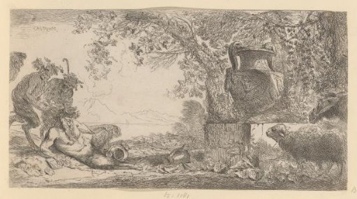 Landscape with Pan Lying by a Vase