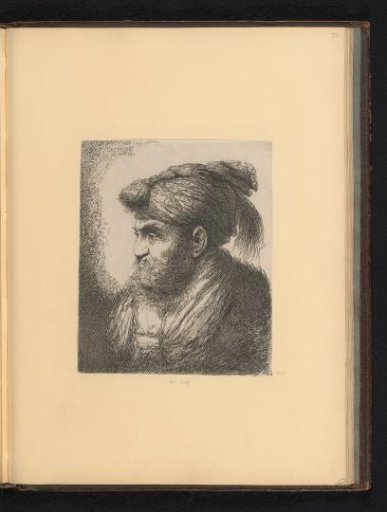 Head of a man with a turban with a tassel