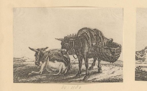 Two donkeys in a landscape