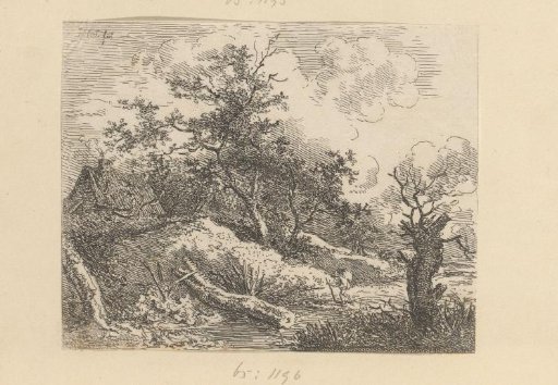 Landscape with a traveler and a tree stump