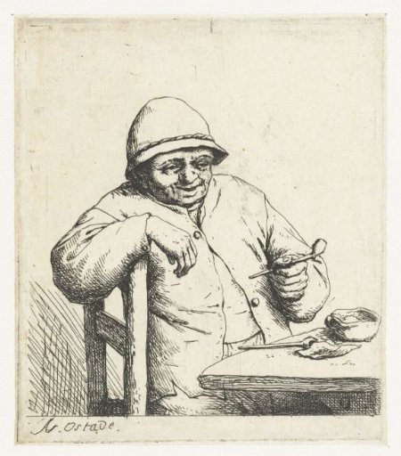 Smoking Peasant With His Arm Over A Chair Back