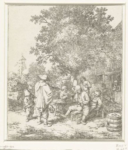 Violinist and a young hurdy-gurdy player