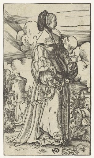 The Wise Virgin with Burning Oil Lamp in a Landscape