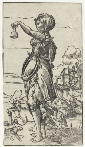 The Foolish Virgin with Extinguished Oil Lamp in a Landscape
