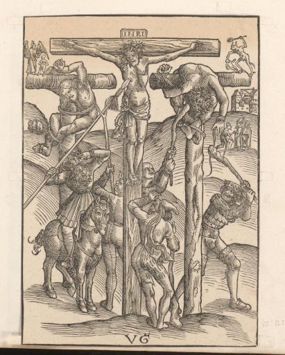 Christ on the Cross is Stabbed in the Side with a Lance