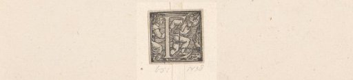 Initial E with a Peasant Couple Walking to the Right