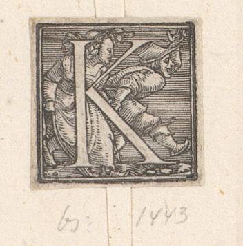 Initial K with a Dancing Peasant Couple
