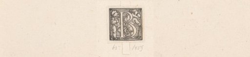 Initial B with a child with a bent horn