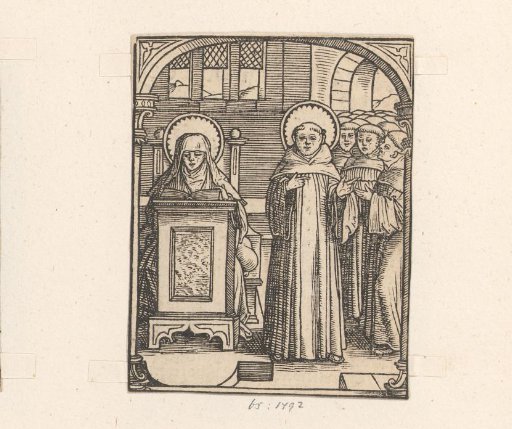 Saint Bridget of Sweden with a Cistercian abbot and his followers