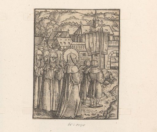 Saint Bridget of Sweden and her nuns in procession
