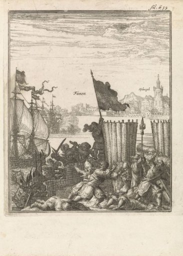 Driving the Swedes out of a fort on Funen, 1659