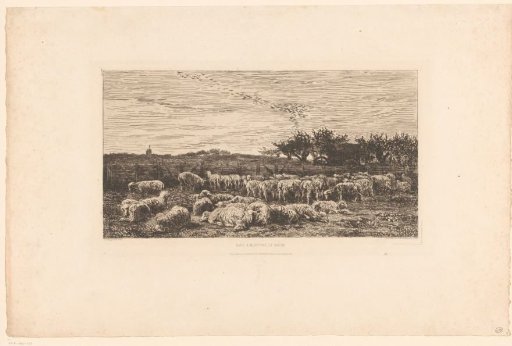 Landscape with a flock of sheep
