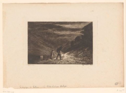 Two walkers with a lantern
