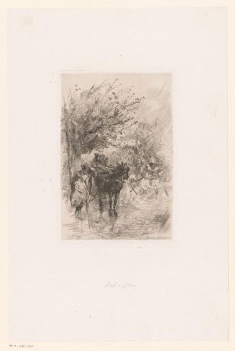 Boulevard with a Man and Woman by a Carriage on a Rainy Day