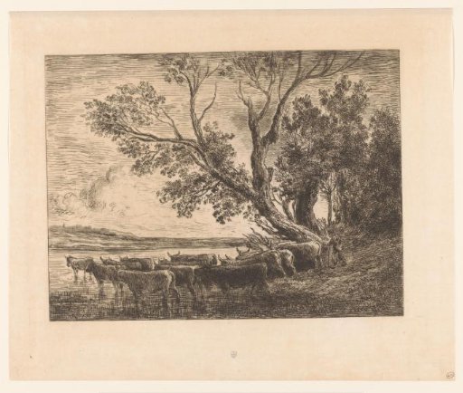 Landscape with Wading Cattle
