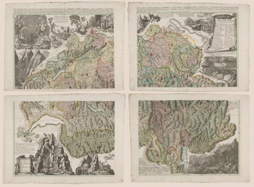 Four-part map of Switzerland