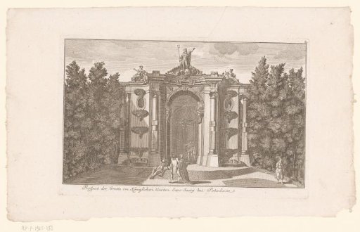 View of the grotto in the gardens of Sanssouci Palace