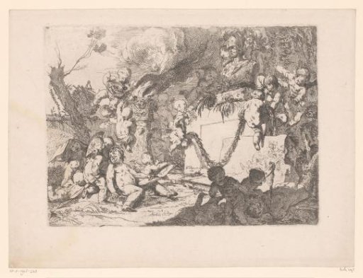 Putti at a shrine of Minerva