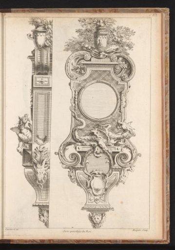 Front and side views of a clock with a dragon