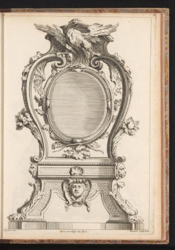 Design for a clock with lion's paws and an eagle on top