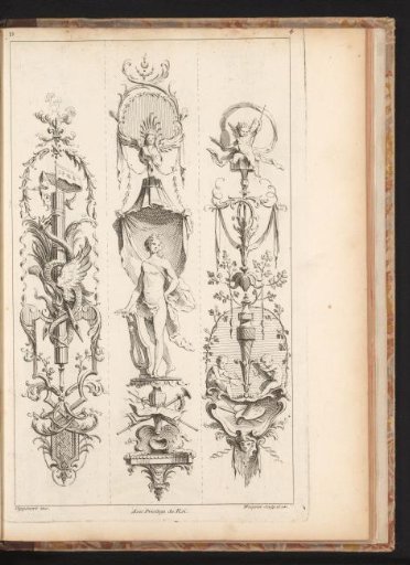 Designs for three vertical ornaments