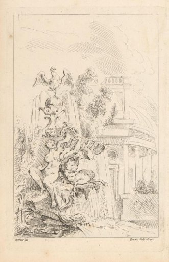 Design for an ornamental fountain with a nymph and a satyr