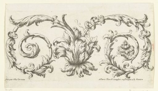 Flower calyx from which two leaf scrolls emerge
