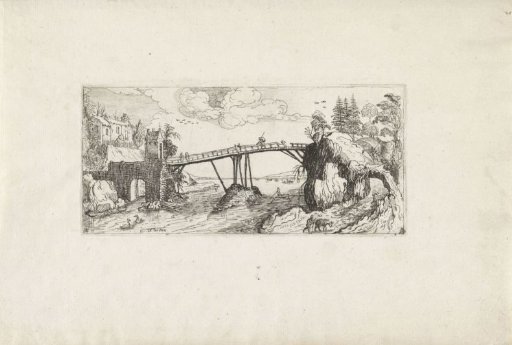 Hilly Landscape with a Bridge over a River