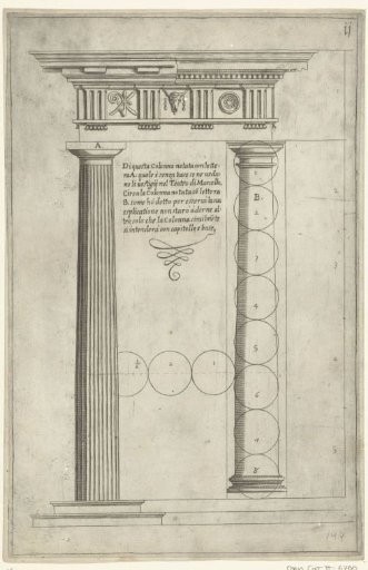 Two Doric columns with capitals and an entablature