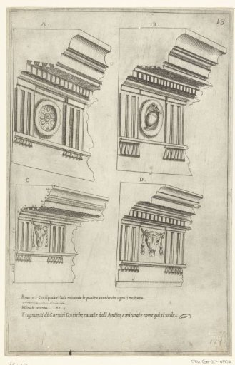 Four Doric entablatures