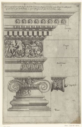 Ionic entablature, capital, and base
