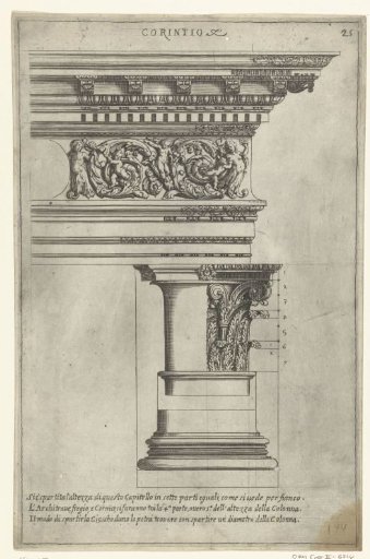Corinthian entablature, capital, and base