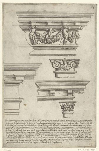 Ionic and Corinthian entablatures and capitals, and a third entablature