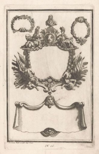 Frames and cartouche with flags