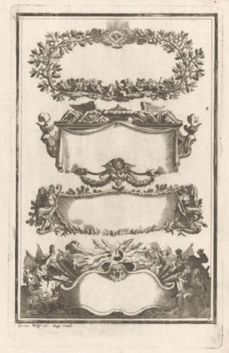 Frames with putti, angels, and satyrs