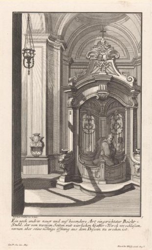 Confessional with a monk