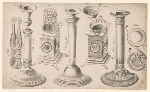 Sugar tongs and candlesticks