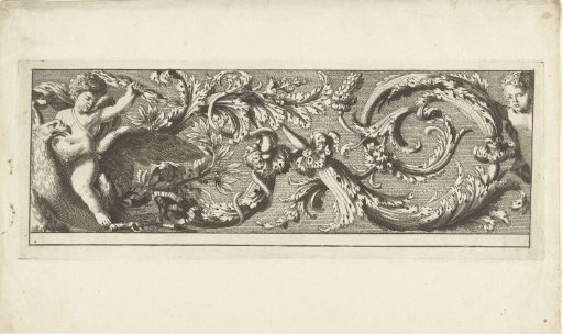 Scroll with a putto on an eagle
