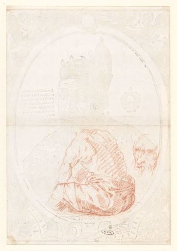 Body of a seated man and male face